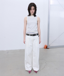 FRAYED LINE DETAIL PANTS (WHITE)