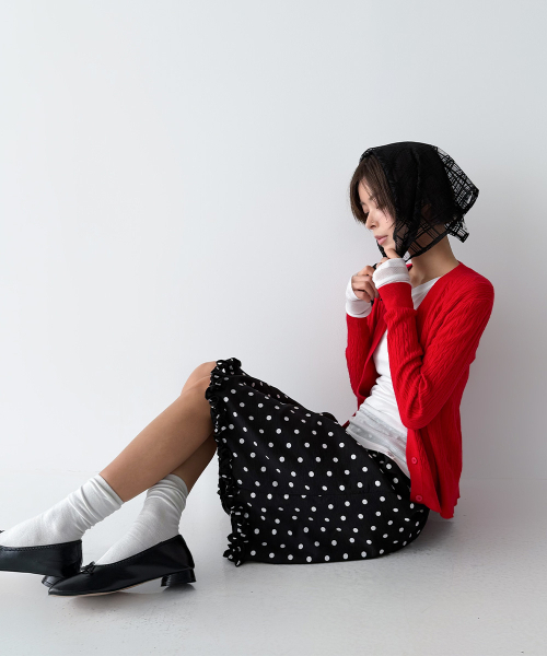 THE GREEN LAB（ザグリーンラボ）の「ドットフリルスカート[ブラック]（スカート・レディース・その他・FREE）」の5枚目の写真