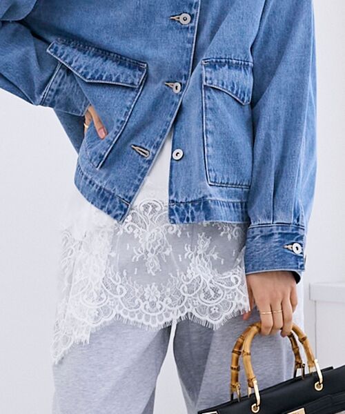 le.coeur blanc（ルクールブラン）の「裾レースキャミブラウス（シャツ/ブラウス・レディース・ブラック/オフホワイト・38）」の4枚目の写真