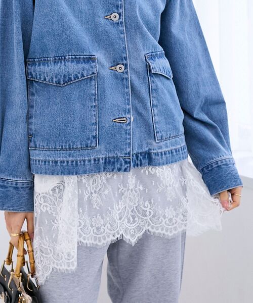 le.coeur blanc（ルクールブラン）の「裾レースキャミブラウス（シャツ/ブラウス・レディース・ブラック/オフホワイト・38）」の6枚目の写真