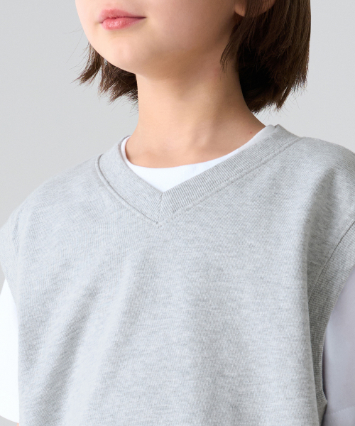 MUSINSA STANDARD KIDS（ムシンサスタンダードキッズ）の「オーバーサイズスウェットベスト [ミディアムグレー]（ベスト・レディース・その他・110/100/140/150/160/120/130）」の4枚目の写真