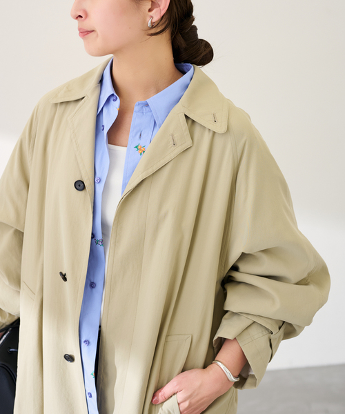 FRAMeWORK（フレームワーク）の「JANE SMITH/ジェーンスミス NYLON TWILL BALMACANコート（ステンカラーコート・レディース・ベージュ・FREE）」の6枚目の写真