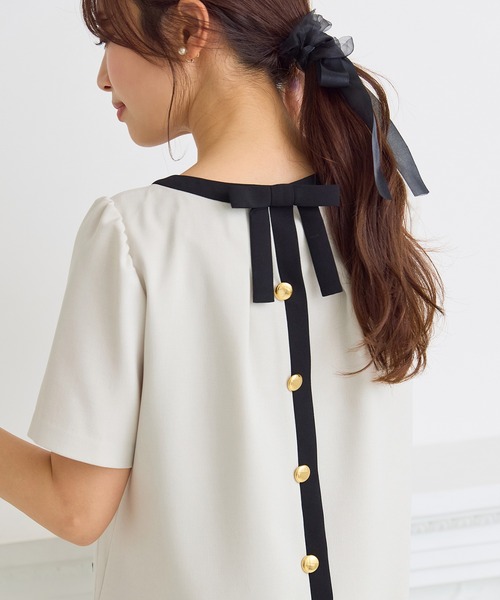 Rose Tiara(ローズティアラ)の「【接触冷感/イージーケア】リネンライクバックリボンワンピース(ワンピース・レディース・ブラック/ベージュ・46/42/38)」の9枚目の写真