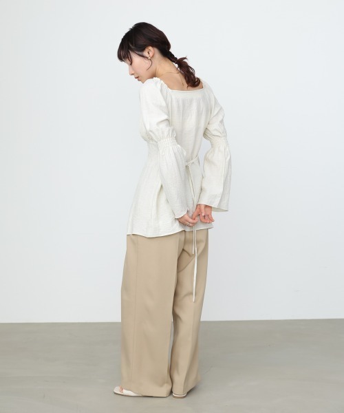 Bab（バブ）の「チェック前開きビスチェ風チュニック（Tシャツ/カットソー・レディース・アイボリー/ブルー/A・M）」の4枚目の写真