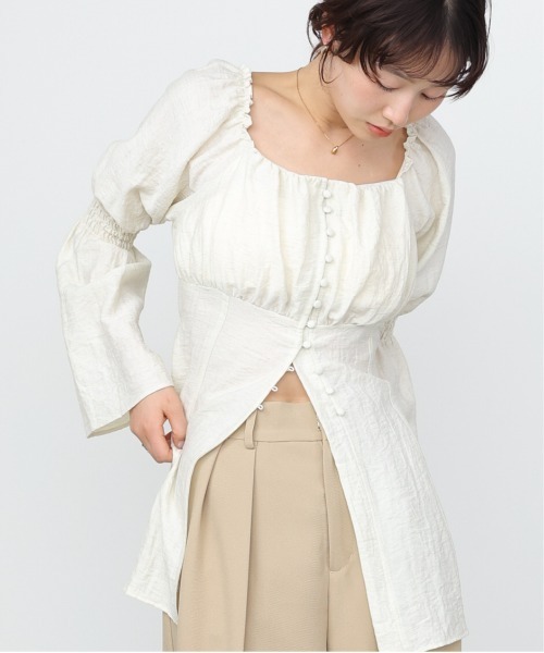 Bab（バブ）の「チェック前開きビスチェ風チュニック（Tシャツ/カットソー・レディース・アイボリー/ブルー/A・M）」の6枚目の写真