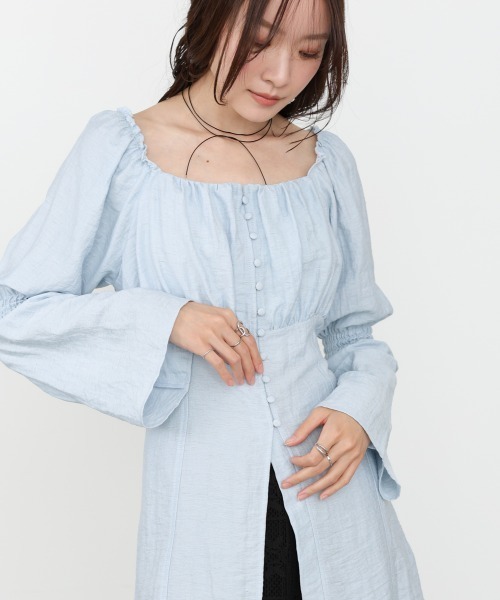 Bab（バブ）の「チェック前開きビスチェ風チュニック（Tシャツ/カットソー・レディース・アイボリー/ブルー/A・M）」の12枚目の写真