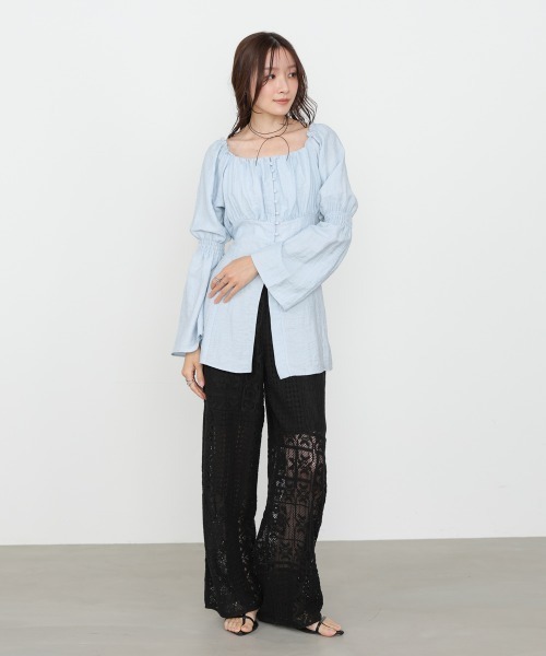 Bab（バブ）の「チェック前開きビスチェ風チュニック（Tシャツ/カットソー・レディース・アイボリー/ブルー/A・M）」の14枚目の写真