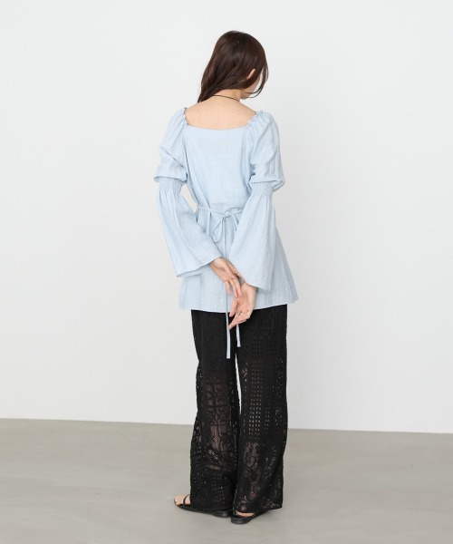 Bab（バブ）の「チェック前開きビスチェ風チュニック（Tシャツ/カットソー・レディース・アイボリー/ブルー/A・M）」の16枚目の写真