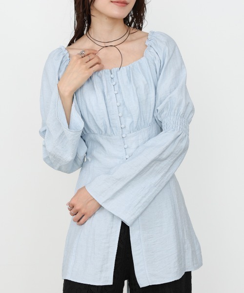 Bab（バブ）の「チェック前開きビスチェ風チュニック（Tシャツ/カットソー・レディース・アイボリー/ブルー/A・M）」の18枚目の写真