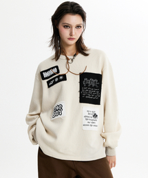 HOODHOOD | パッチワークワッフルロングスリーブTシャツアイボリー(Tシャツ/カットソー)