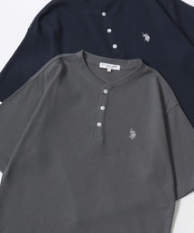 U.S. POLO ASSN.（ユーエスポロアッスン）の「U.S. POLO ASSN./ユーエスポロアッスン 別注 ワッフル/サーマル 無地 ロゴ ワンポイント刺繍 ヘンリーネック 半袖Tシャツ/レディース メンズ（Tシャツ/カットソー）」