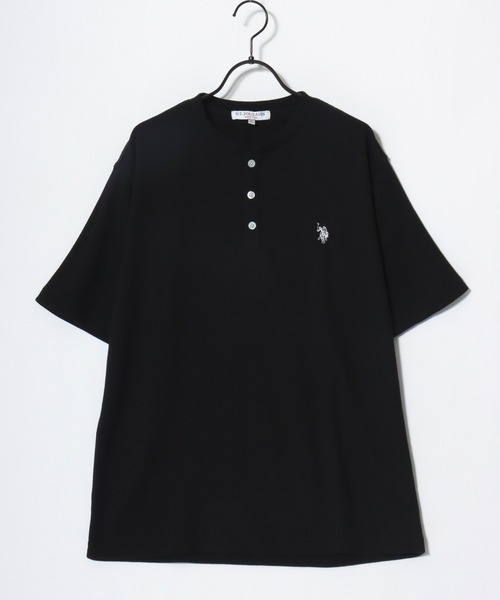 U.S. POLO ASSN.（ユーエスポロアッスン）の「U.S. POLO ASSN./ユーエスポロアッスン 別注 ワッフル/サーマル 無地 ロゴ ワンポイント刺繍 ヘンリーネック 半袖Tシャツ/レディース メンズ（Tシャツ/カットソー・メンズ・ブラック/スミクロ/ネイビー/ホワイト・M/L/LL）」の10枚目の写真