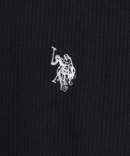 U.S. POLO ASSN.（ユーエスポロアッスン）の「U.S. POLO ASSN./ユーエスポロアッスン 別注 ワッフル/サーマル 無地 ロゴ ワンポイント刺繍 ヘンリーネック 半袖Tシャツ/レディース メンズ（Tシャツ/カットソー・メンズ・ブラック/スミクロ/ネイビー/ホワイト・M/L/LL）」の19枚目の写真