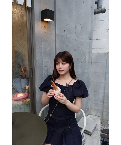 MISTREASS(ミストレアス)の「Denim-like mini dress(テーラードジャケット・レディース・ライトベージュ/ネイビー・FREE)」の10枚目の写真