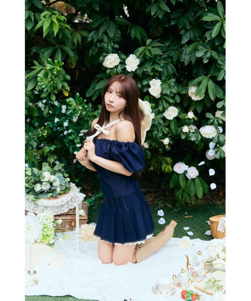 MISTREASS(ミストレアス)の「Denim-like mini dress(テーラードジャケット・レディース・ライトベージュ/ネイビー・FREE)」の5枚目の写真