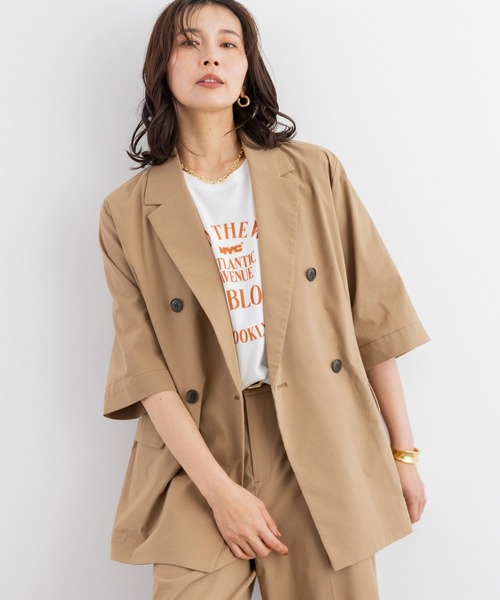 BARNYARDSTORM（バンヤードストーム）の「BARNYARDSTORM / リネンストレッチハーフスリーブジャケット＜セットアップ対応＞（テーラードジャケット・レディース・ブラック/ベージュ・S/M）」の10枚目の写真