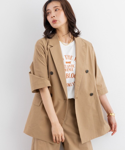 BARNYARDSTORM（バンヤードストーム）の「BARNYARDSTORM / リネンストレッチハーフスリーブジャケット＜セットアップ対応＞（テーラードジャケット・レディース・ブラック/ベージュ・S/M）」の11枚目の写真