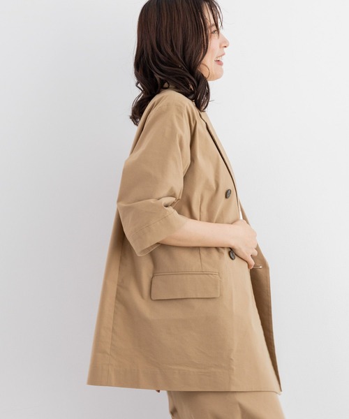 BARNYARDSTORM（バンヤードストーム）の「BARNYARDSTORM / リネンストレッチハーフスリーブジャケット＜セットアップ対応＞（テーラードジャケット・レディース・ブラック/ベージュ・S/M）」の8枚目の写真