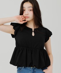 SENEE（セニー）の「peplum puff sleeve tops（ペプラムパフスリーブトップス）（Tシャツ/カットソー）」