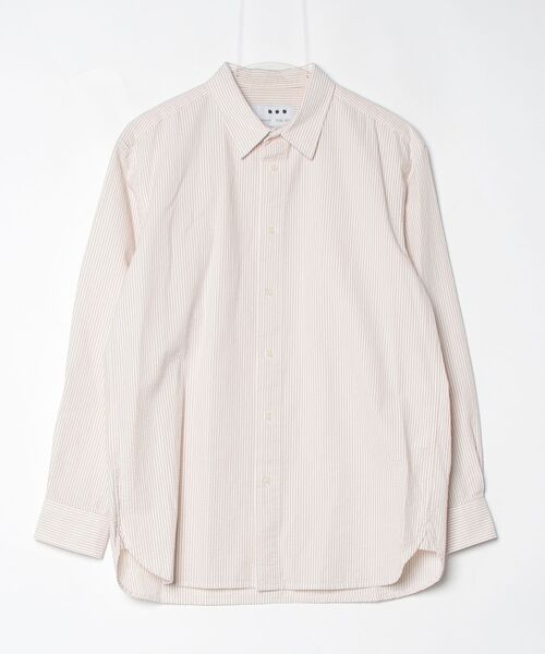 three dots（スリードッツ）の「Men's cottonseersucker l/s shirt（Tシャツ/カットソー・メンズ・ベージュ系その他/ホワイト/ブルー系その他/ネイビー・LARGE/MEDIUM/SMALL）」の2枚目の写真
