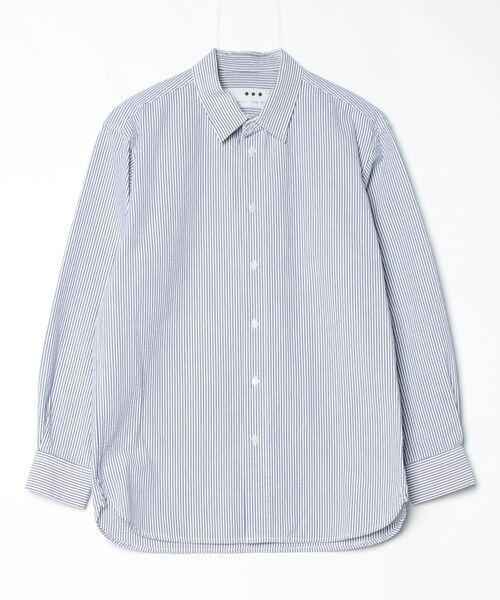 three dots（スリードッツ）の「Men's cottonseersucker l/s shirt（Tシャツ/カットソー・メンズ・ベージュ系その他/ホワイト/ブルー系その他/ネイビー・LARGE/MEDIUM/SMALL）」の4枚目の写真