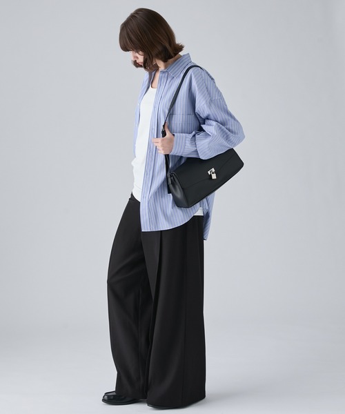 CIASENSE(シアセンス)の「合皮メタルキーロックショルダーバッグ/ハンドバッグ/Faux Leather Metal Key Lock Shoulder Bag/Handbag(ショルダーバッグ・メンズ・ブラック・FREE)」の18枚目の写真