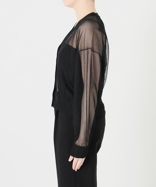 VERMEIL par iena(ヴェルメイユパーイエナ)の「シアーVネックカーディガン(カーディガン/ボレロ・レディース・ブラック/チャコールグレー/ライトグリーン・FREE)」の16枚目の写真