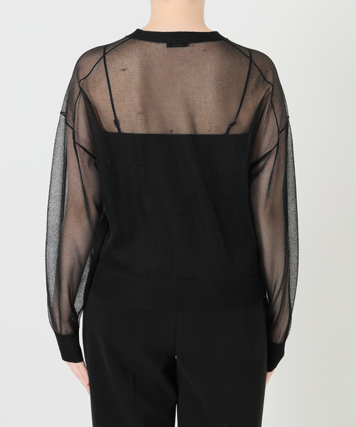 VERMEIL par iena(ヴェルメイユパーイエナ)の「シアーVネックカーディガン(カーディガン/ボレロ・レディース・ブラック/チャコールグレー/ライトグリーン・FREE)」の15枚目の写真