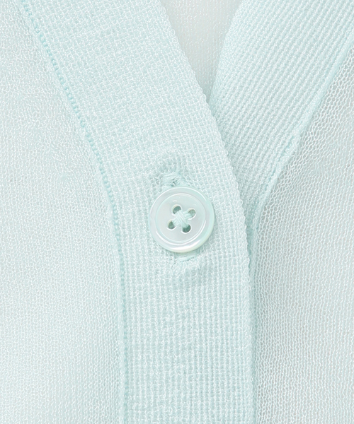 VERMEIL par iena(ヴェルメイユパーイエナ)の「シアーVネックカーディガン(カーディガン/ボレロ・レディース・ブラック/チャコールグレー/ライトグリーン・FREE)」の5枚目の写真