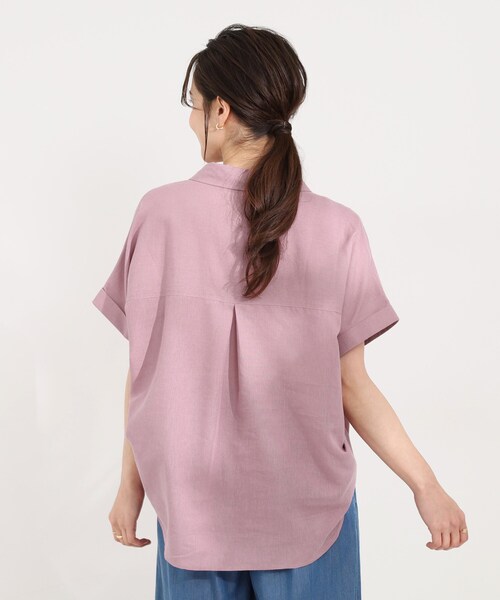 SHOO・LA・RUE（シューラルー）の「【ひんやり/UV】インせず着られる フレンチリネンスキッパーシャツ（シャツ/ブラウス・レディース・ネイビー/ピンク系/グリーン系/ホワイト系3/ブルー系7・00）」の8枚目の写真