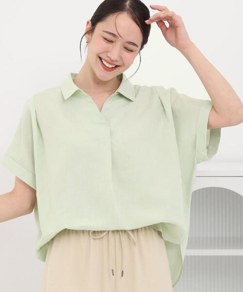 SHOO・LA・RUE（シューラルー）の「【ひんやり/UV】インせず着られる フレンチリネンスキッパーシャツ（シャツ/ブラウス・レディース・ネイビー/ピンク系/グリーン系/ホワイト系3/ブルー系7・00）」の15枚目の写真