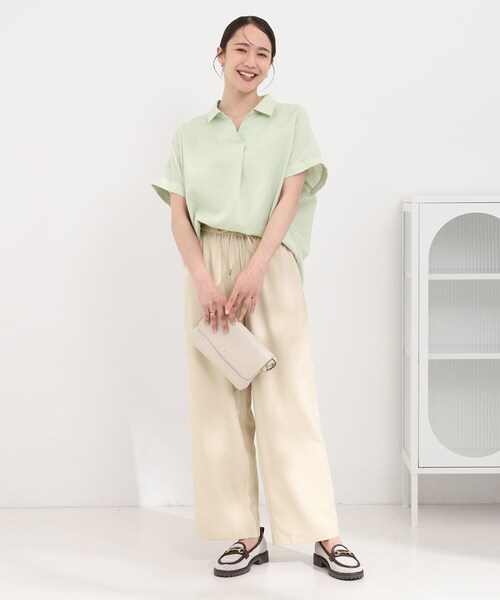 SHOO・LA・RUE（シューラルー）の「【ひんやり/UV】インせず着られる フレンチリネンスキッパーシャツ（シャツ/ブラウス・レディース・ネイビー/ピンク系/グリーン系/ホワイト系3/ブルー系7・00）」の17枚目の写真
