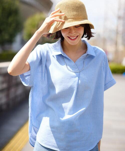 SHOO・LA・RUE(シューラルー)の「【ひんやり/UV】インせず着られる フレンチリネンスキッパーシャツ(シャツ/ブラウス・レディース・ネイビー/ピンク系/グリーン系/ホワイト系3/ブルー系7・00)」の10枚目の写真