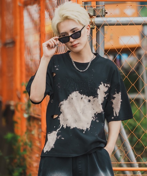 En serio TOKYO(エンソリオトーキョー)の「【SIDEWAYSTANCE】サンダーロゴ半袖グランジTシャツ 70477(Tシャツ/カットソー・メンズ・ブラウン/ブラック・SMALL/MEDIUM/LARGE/X-LARGE)」の16枚目の写真