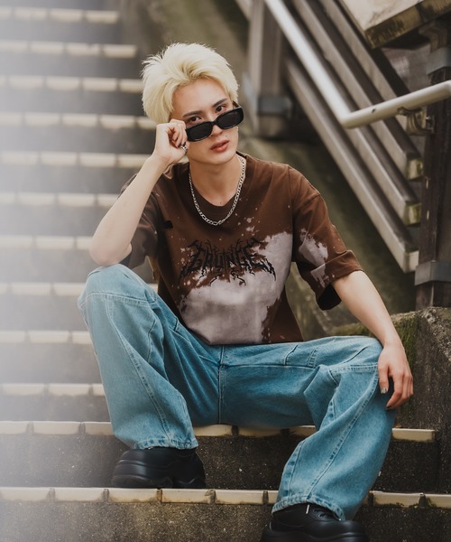 En serio TOKYO(エンソリオトーキョー)の「【SIDEWAYSTANCE】サンダーロゴ半袖グランジTシャツ 70477(Tシャツ/カットソー・メンズ・ブラウン/ブラック・SMALL/MEDIUM/LARGE/X-LARGE)」の6枚目の写真