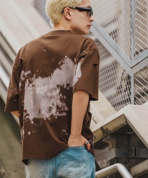 En serio TOKYO(エンソリオトーキョー)の「【SIDEWAYSTANCE】サンダーロゴ半袖グランジTシャツ 70477(Tシャツ/カットソー・メンズ・ブラウン/ブラック・SMALL/MEDIUM/LARGE/X-LARGE)」の8枚目の写真