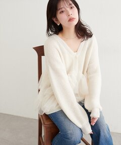 セール】チュール重ねカーディガン（カーディガン/ボレロ）｜natural