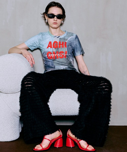 MAISON SPECIAL(メゾンスペシャル)の「Mesh Print Compact T-Shirt/メッシュプリントコンパクトTシャツ(Tシャツ/カットソー・レディース・ブルー/オレンジ/ブラック・FREE)」の8枚目の写真