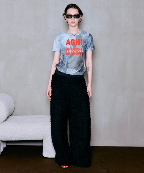 MAISON SPECIAL(メゾンスペシャル)の「Mesh Print Compact T-Shirt/メッシュプリントコンパクトTシャツ(Tシャツ/カットソー・レディース・ブルー/オレンジ/ブラック・FREE)」の4枚目の写真