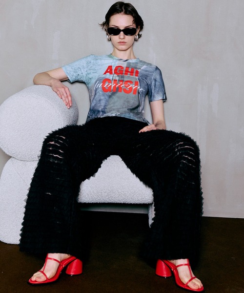 MAISON SPECIAL(メゾンスペシャル)の「Mesh Print Compact T-Shirt/メッシュプリントコンパクトTシャツ(Tシャツ/カットソー・レディース・ブルー/オレンジ/ブラック・FREE)」の5枚目の写真