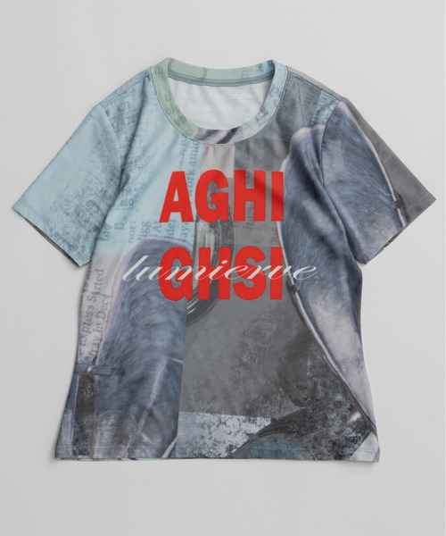 MAISON SPECIAL(メゾンスペシャル)の「Mesh Print Compact T-Shirt/メッシュプリントコンパクトTシャツ(Tシャツ/カットソー・レディース・ブルー/オレンジ/ブラック・FREE)」の11枚目の写真