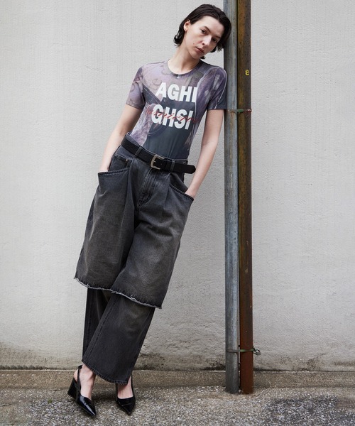 MAISON SPECIAL(メゾンスペシャル)の「Mesh Print Compact T-Shirt/メッシュプリントコンパクトTシャツ(Tシャツ/カットソー・レディース・ブルー/オレンジ/ブラック・FREE)」の17枚目の写真