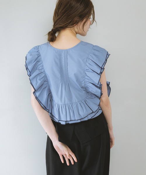 KBF（ケイビーエフ）の「2WAYバイカラーフリルブラウス（シャツ/ブラウス・レディース・ベージュ/ブラック/ブルー・ONE）」の18枚目の写真