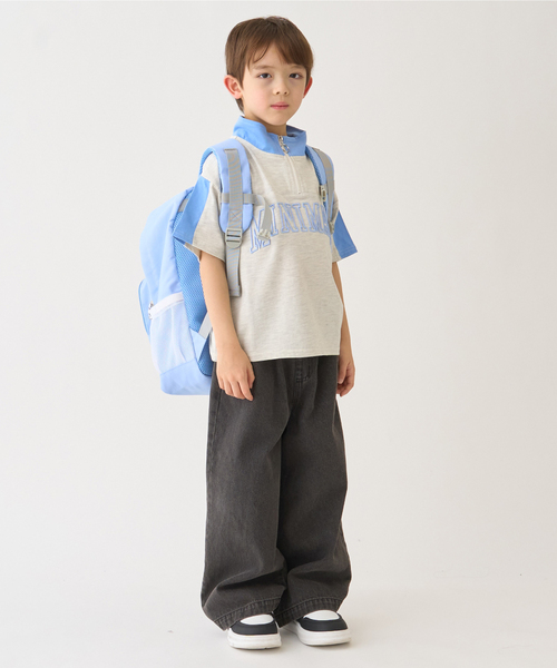 minimal（ミニマル）の「ハーフジップルーズ半袖Tシャツ（Tシャツ/カットソー・キッズ・ホワイト系その他/ライトグリーン/チャコール・140cm/130cm/120cm/110cm/100cm）」の6枚目の写真