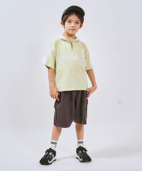 minimal（ミニマル）の「ハーフジップルーズ半袖Tシャツ（Tシャツ/カットソー・キッズ・ホワイト系その他/ライトグリーン/チャコール・140cm/130cm/120cm/110cm/100cm）」の7枚目の写真