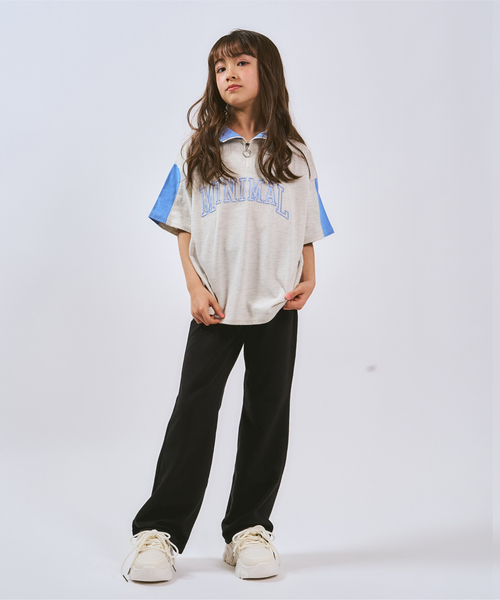 minimal（ミニマル）の「ハーフジップルーズ半袖Tシャツ（Tシャツ/カットソー・キッズ・ホワイト系その他/ライトグリーン/チャコール・140cm/130cm/120cm/110cm/100cm）」の8枚目の写真