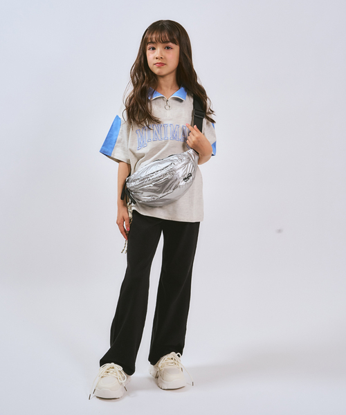 minimal（ミニマル）の「ハーフジップルーズ半袖Tシャツ（Tシャツ/カットソー・キッズ・ホワイト系その他/ライトグリーン/チャコール・140cm/130cm/120cm/110cm/100cm）」の9枚目の写真