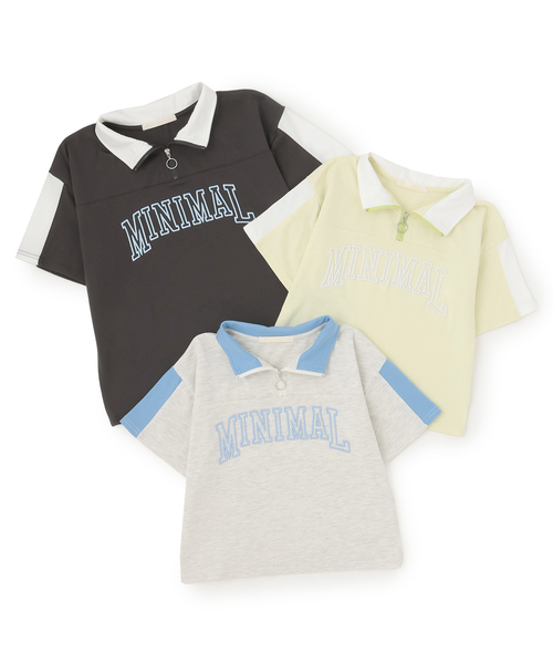 minimal（ミニマル）の「ハーフジップルーズ半袖Tシャツ（Tシャツ/カットソー・キッズ・ホワイト系その他/ライトグリーン/チャコール・140cm/130cm/120cm/110cm/100cm）」の21枚目の写真
