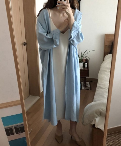SallyLunn（サリーラン）の「ベーシックロングシャツワンピース（シャツワンピース・レディース・ベージュ/ブルー/ホワイト・LARGE/MEDIUM）」の16枚目の写真