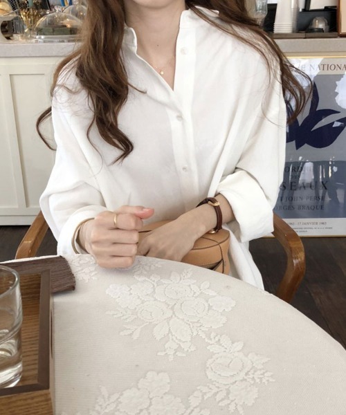 SallyLunn（サリーラン）の「ベーシックロングシャツワンピース（シャツワンピース・レディース・ベージュ/ブルー/ホワイト・LARGE/MEDIUM）」の10枚目の写真